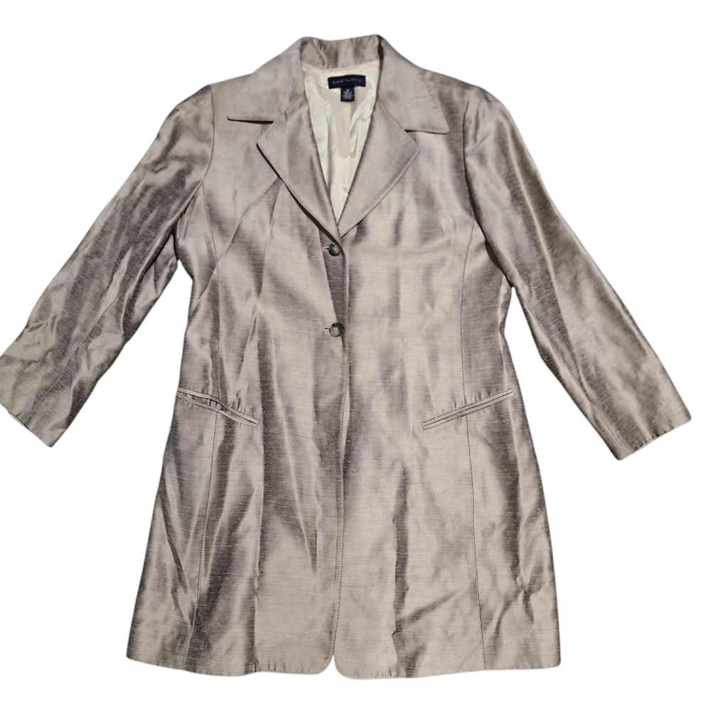 ANNE KLEIN long silver dress jacket 12